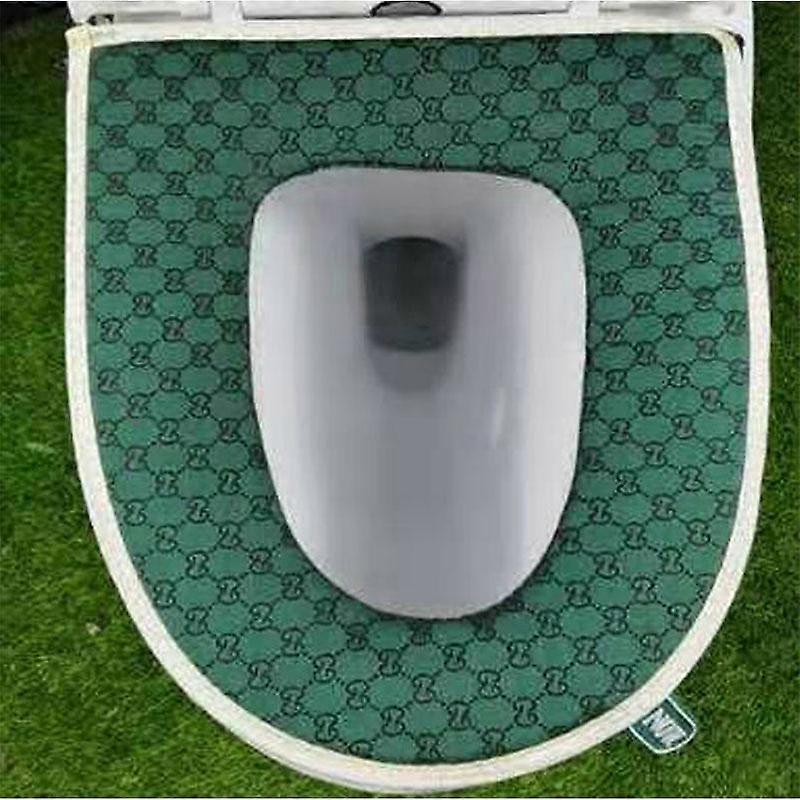 Plaid Linen Toilet Mat General Household Thickened Washable Toilet Mat Zipper