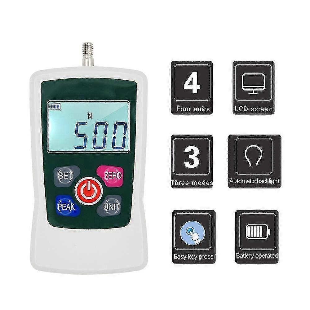 Digital Force Gauge 500n/ 50kg/ 110lb/ 1760oz Portable Push Pull Force Meter Unit Switchable Backlit Mini Dynamometer