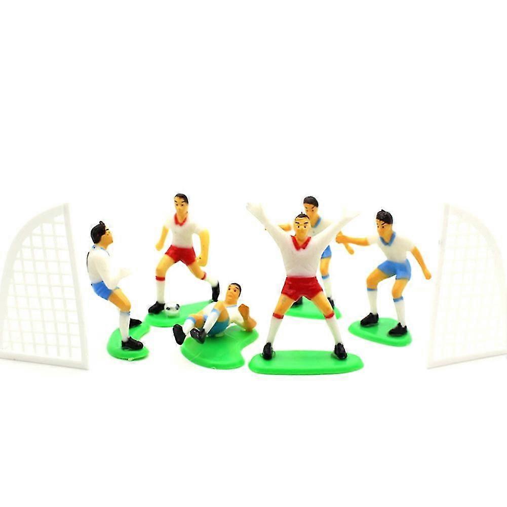 Mini Soccer Player Figures Football Goal Post Model Railway Scenery Decoration