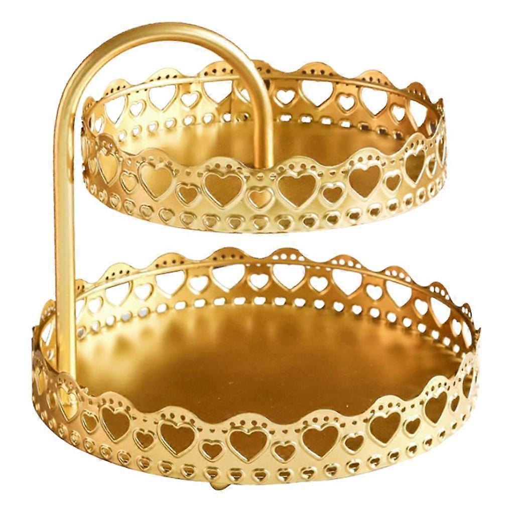 מדף ארגונית איפור, מגש אחסון קוסמטי דו-שכבתי, ארגונית יהירות עגולה