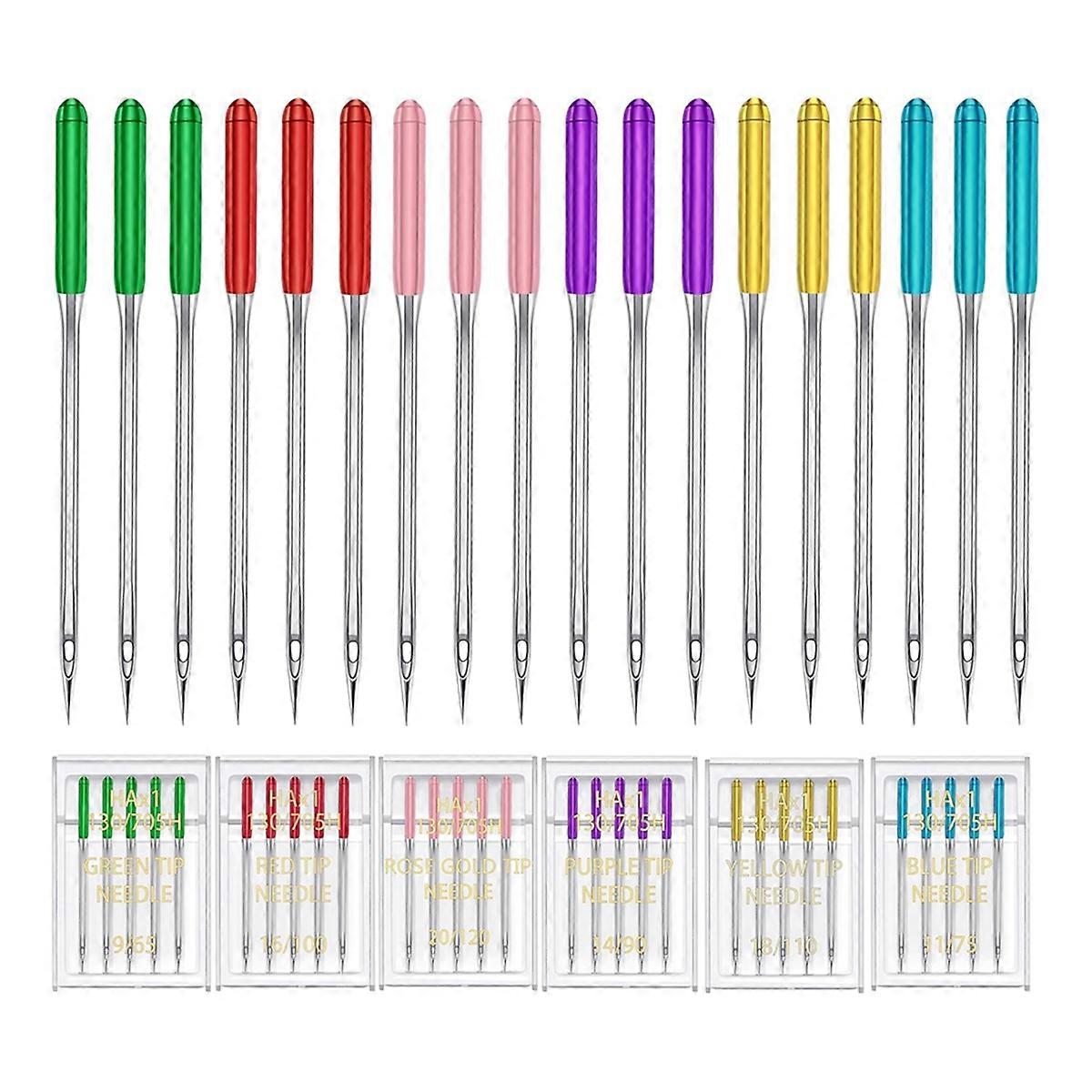 6 Sizes Universal Sewing Machine Needles Regular Point Flat Shank Needle Compatible with for Singer , 30PCS