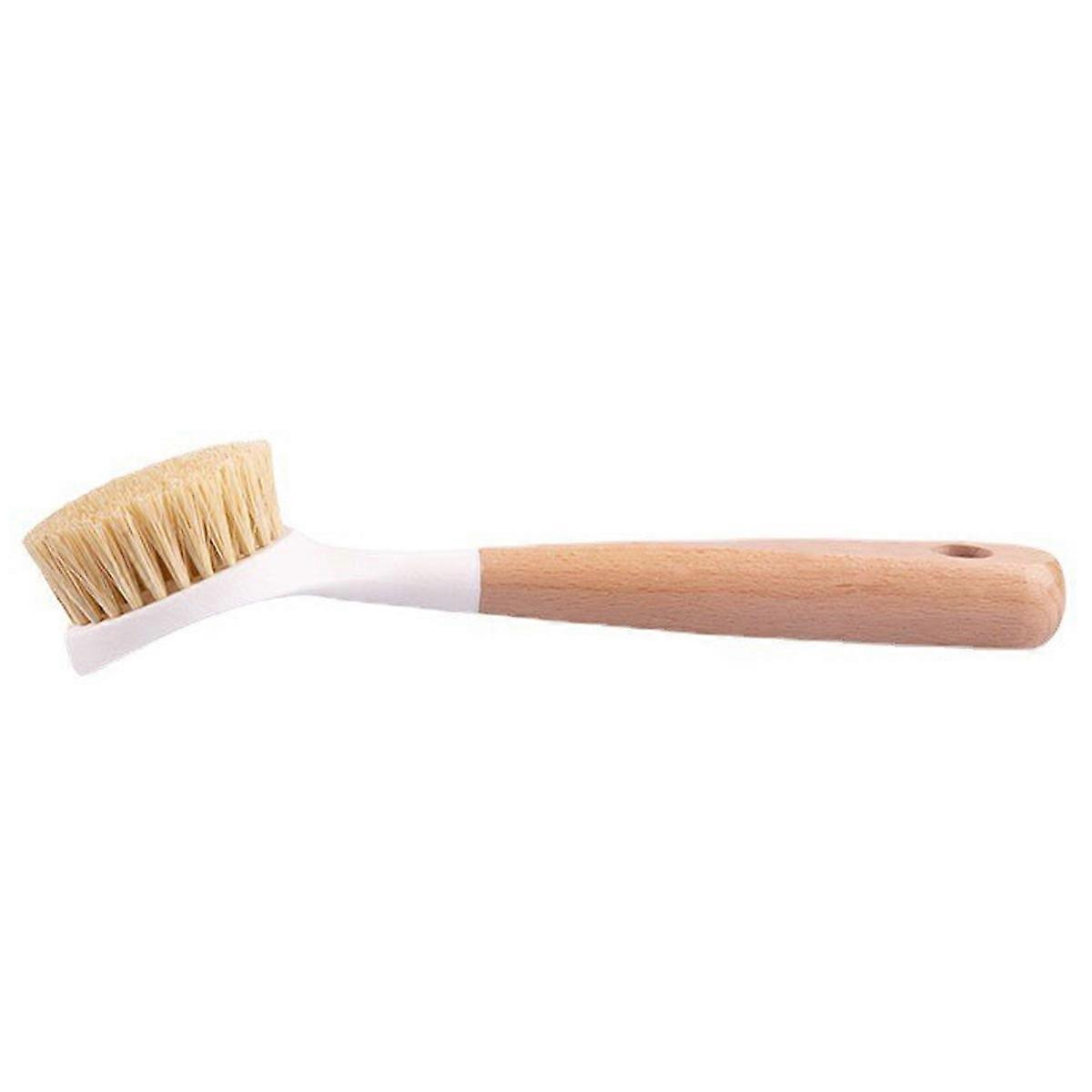 Multipurpose Angle-designed Bamboo Dish Brush With Built-in Scraper