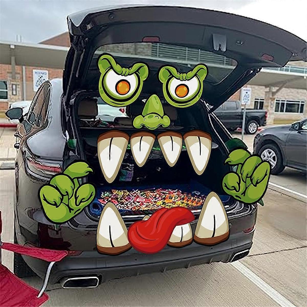 Trunk or Treat Car Decorations Kit for SUV, Halloween Cute Ogre Face Car Decorations Kit, Garage Doo