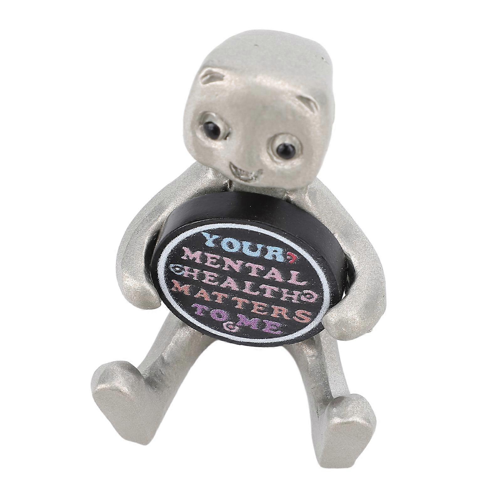 Robot Statue Resin Modern Robot Sculpture Ornament Desktop Decoration Home Decor Gift Your Mental Health Matters To Me Pattern 