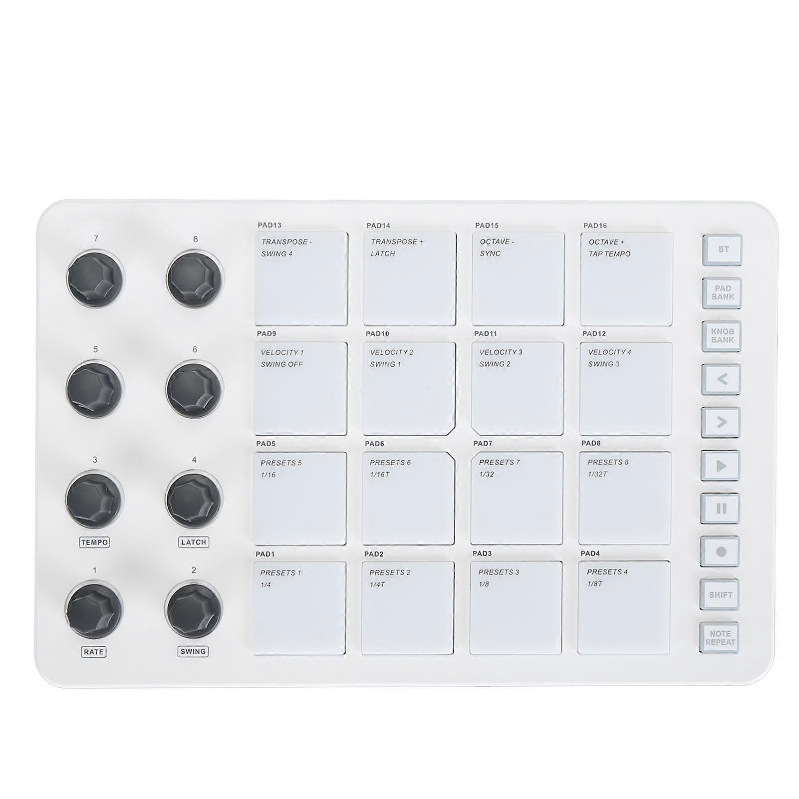 16 RGB Drum Pads, 8 Rotating Knobs Wireless MIDI Controller USB Beat Maker for Music Production