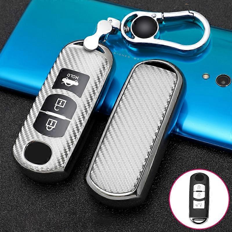 For Mazda Smart 3-button Car TPU Key Protective Cover Key Case with Key Ring