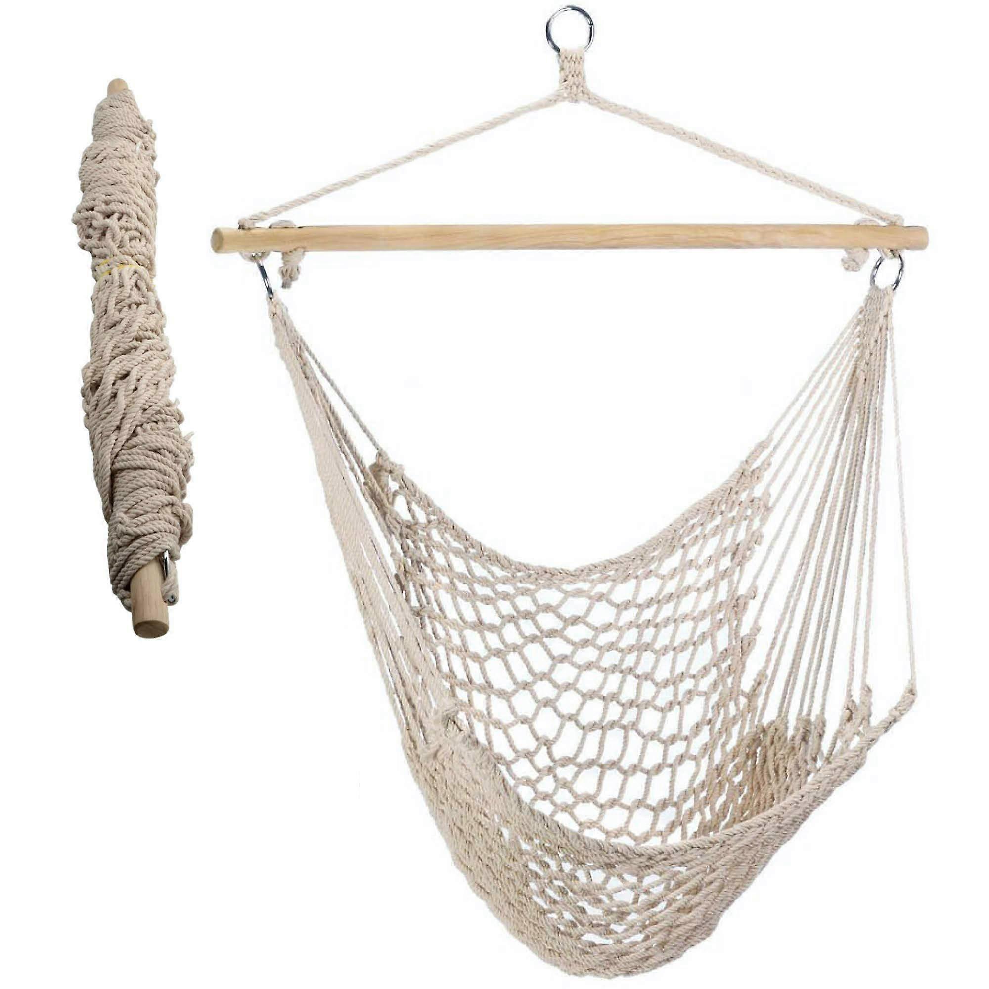 Soboutque Handmade Hanged Hammock Chair Macrame Swing - Prayer swing, Hammock swing, Relax in the inner outdoor and (cream)