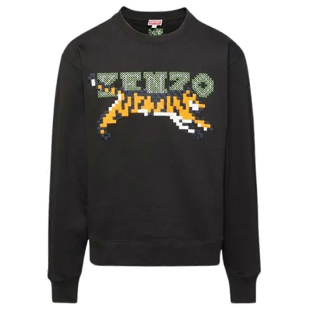 Kenzo Paris Digital Tiger Design Black Sweatshirt