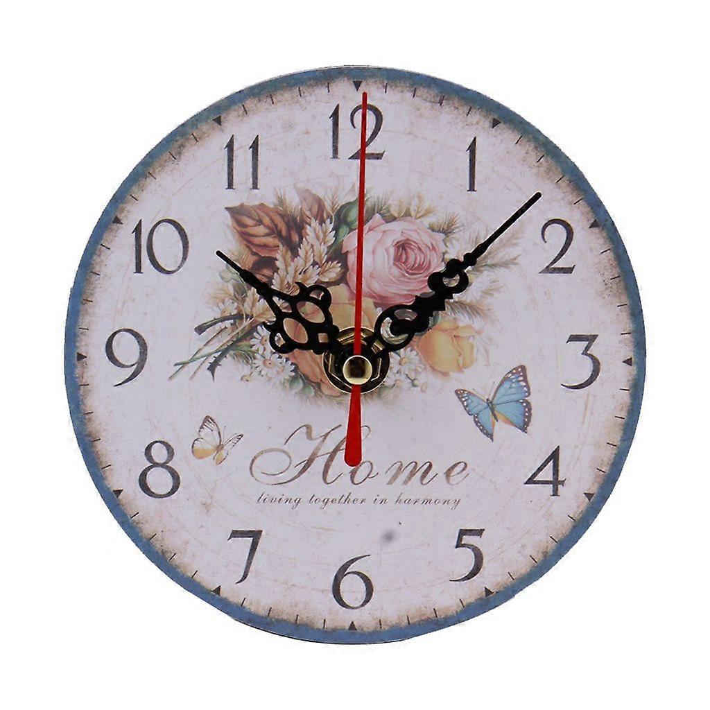 Practical Artistic Round Rustic Wooden Home Wall Clock for Home Ornaments