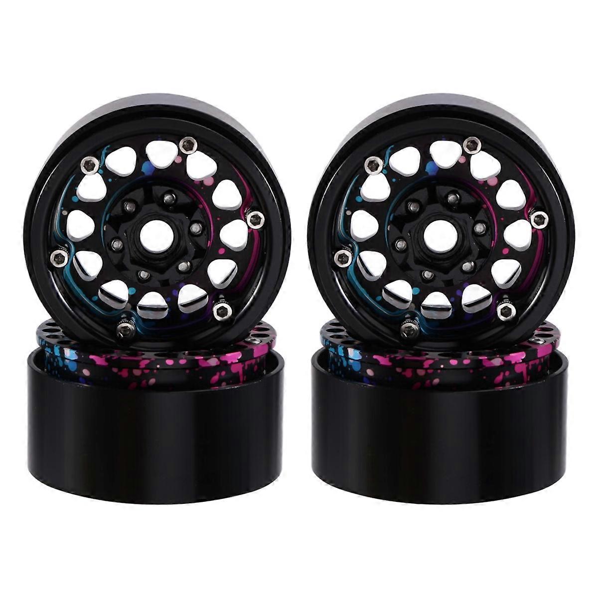 1.9Inch Beadlock Wheel Rainbow Rim Hub for 1/10 TRX4 SCX10 SCX10 D90 CC01 RC Crawler Car