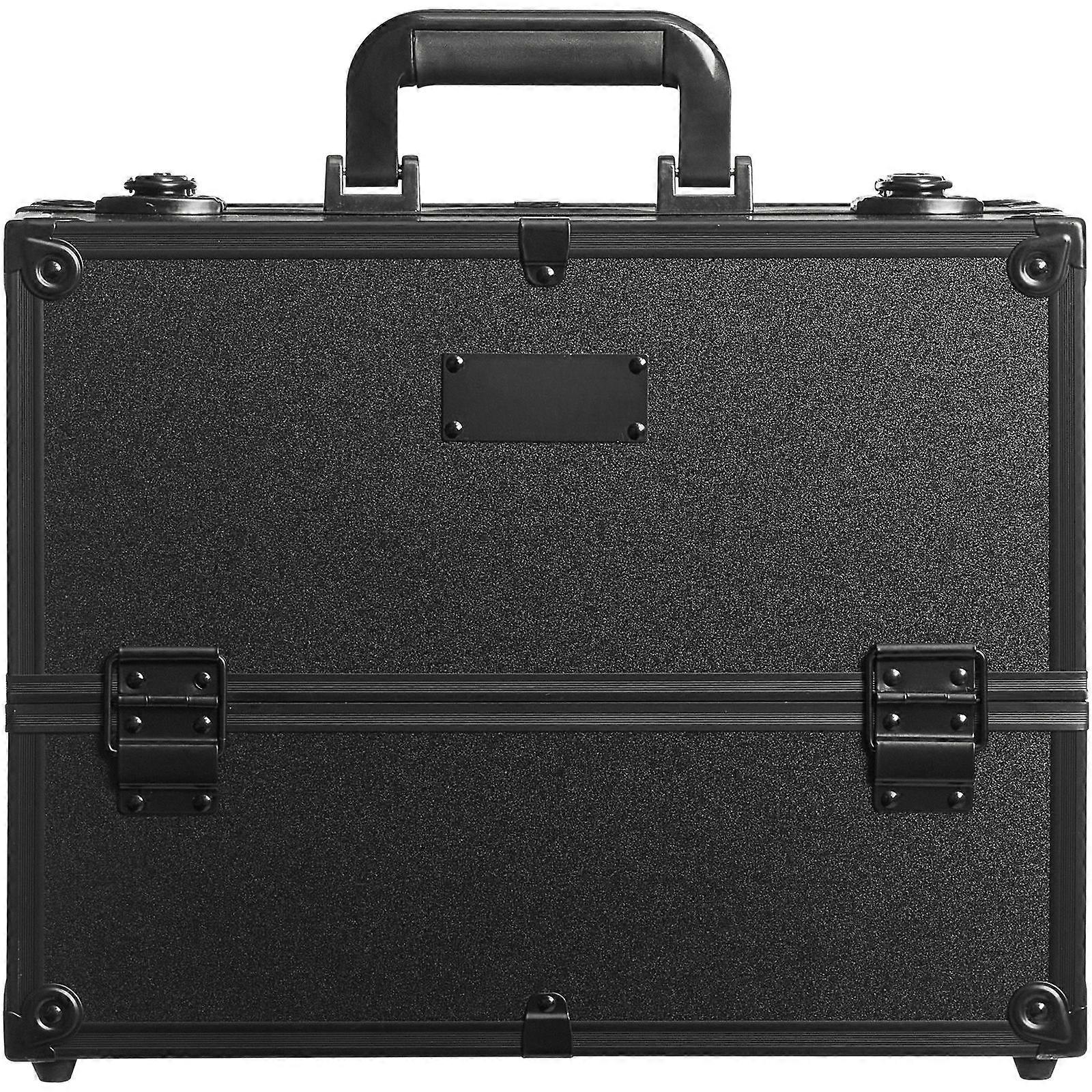 Makeup Train Case, 14.6 inch Large Portable, Make Up Carrier with Handle And Strap