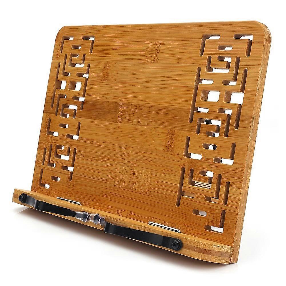 Wood Tablet Bookends Bracket Cookbook Textbooks Document Bamboo Foldable Reading Rest Book Stand, Type:Hollow Medium