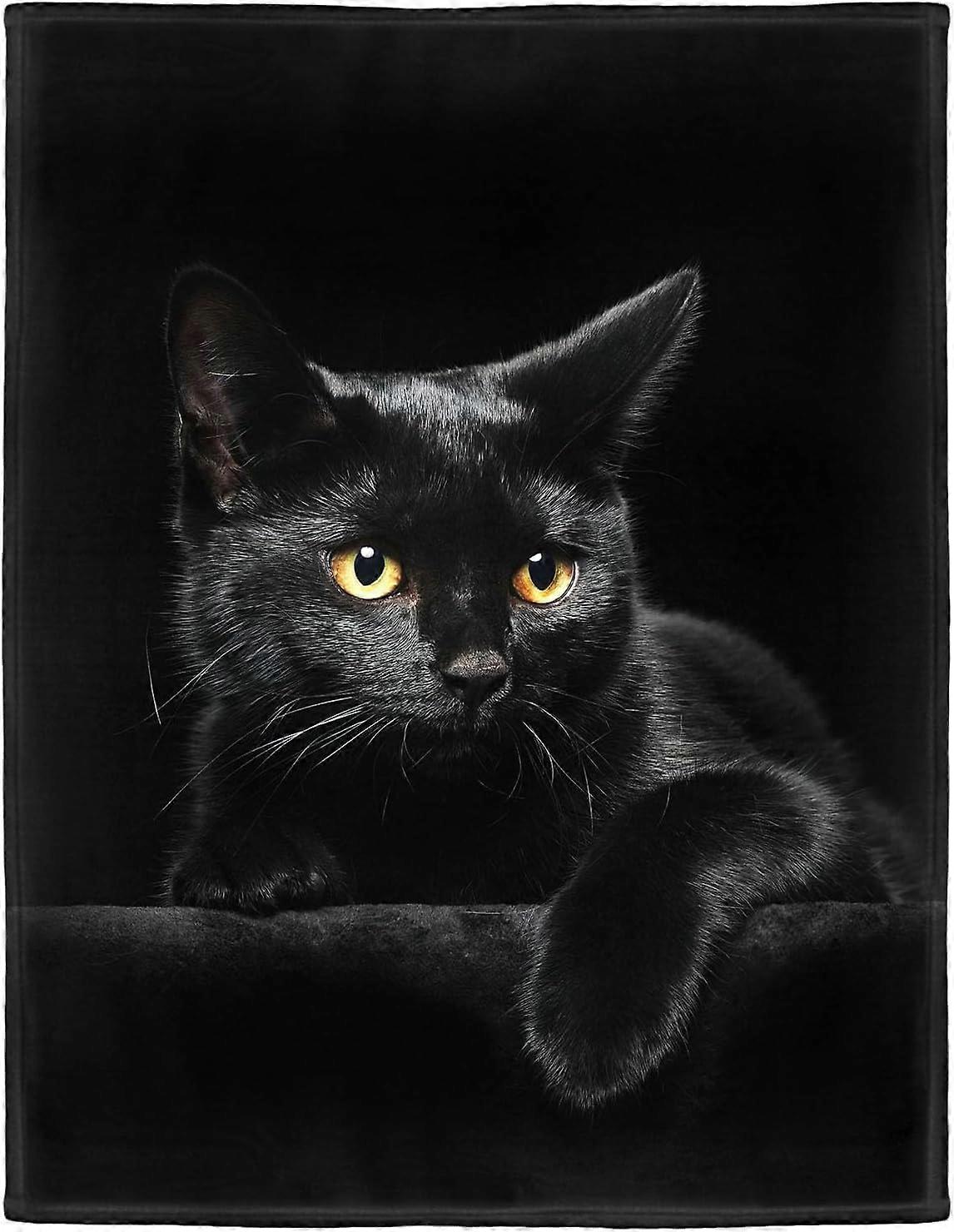 40x50 Blanket Inch Size Soft Fluffy Flannel Fleece Throw Black Cat Pattern