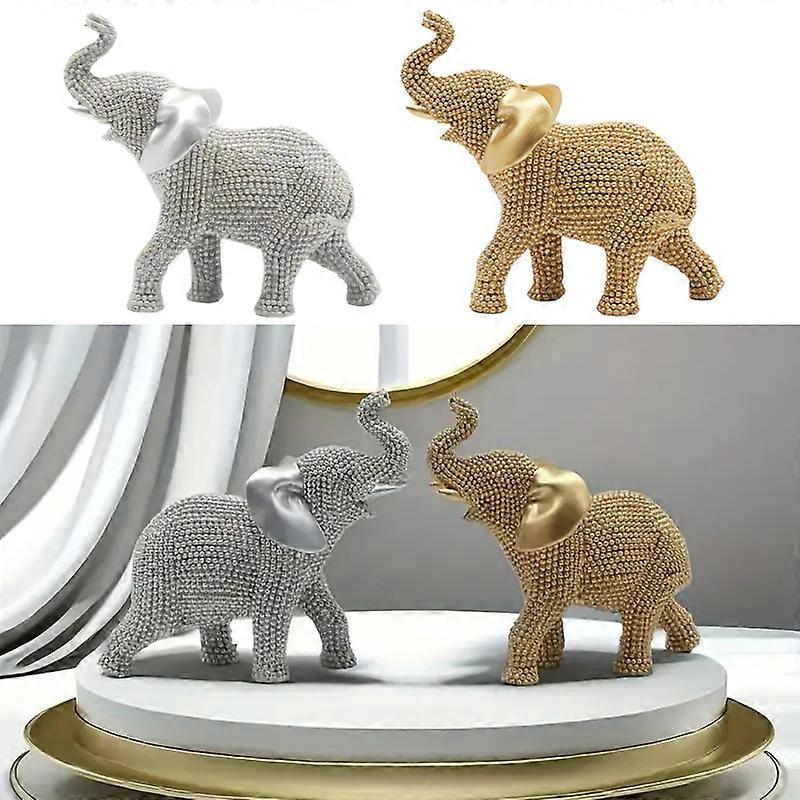 Modern Semeid Elephant Statue Sculpture Elephant Figurine Decoration With Resin Bead Design For Table Desk Shelf