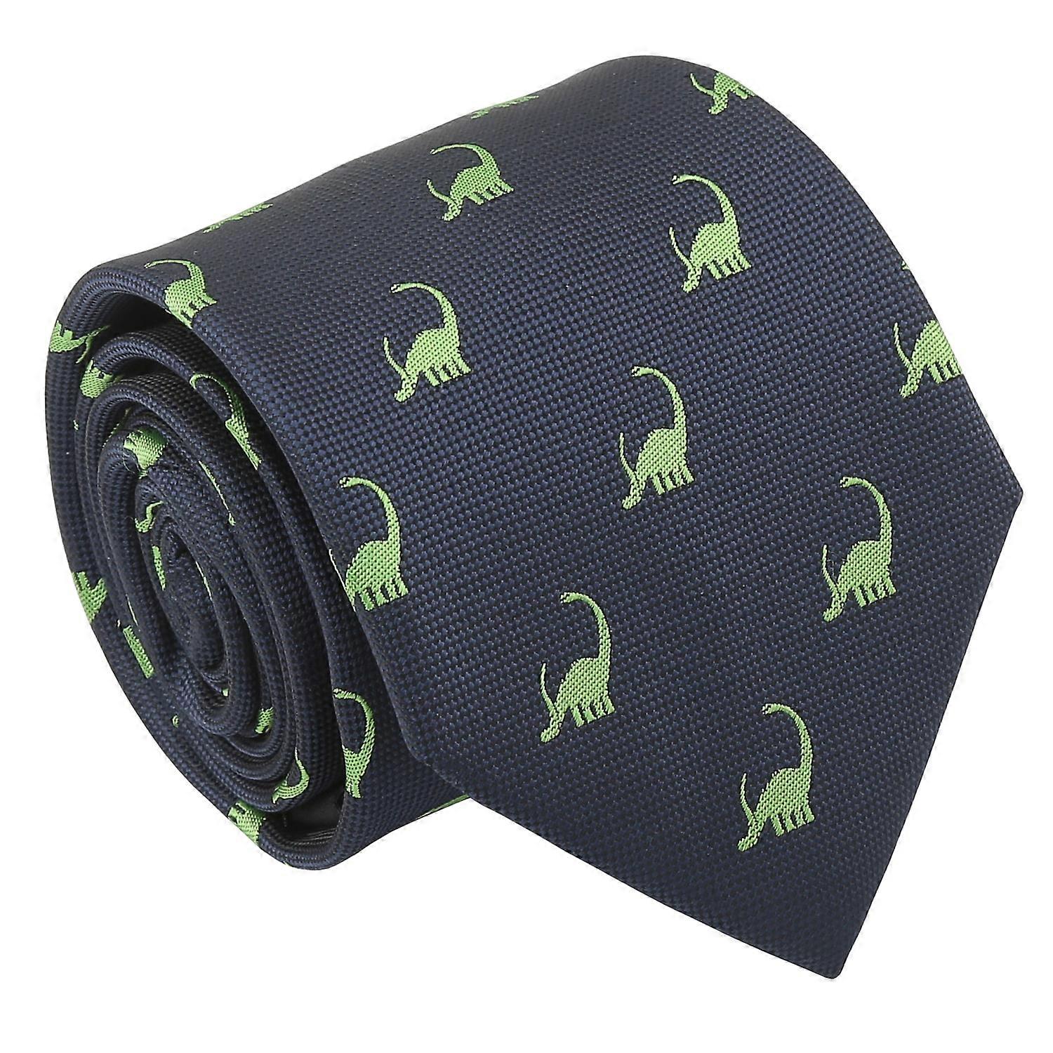 Navy Blue Brontosaurus Dinosaur Embroidered Tie