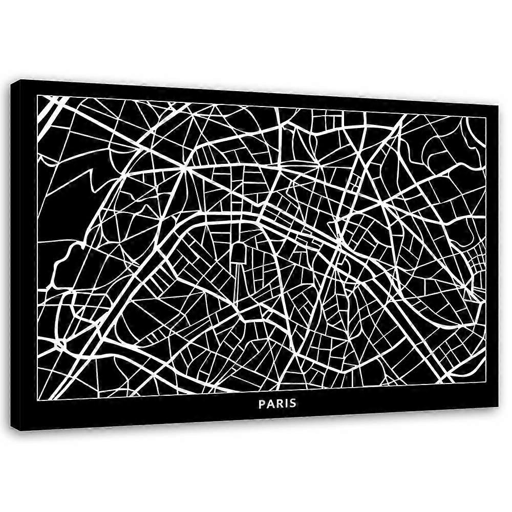Impression sur toile, Plan des rues de Paris - 120x80