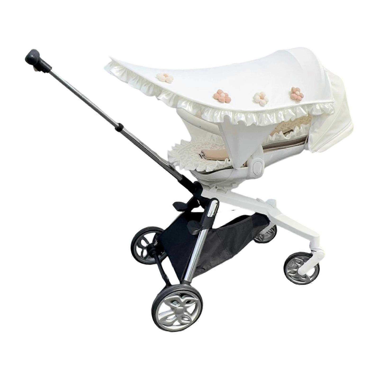 Strollers Sunshade Protective Cover Pram Cart Shade Canopy Wear Resistant Strollers Accessory Windproof Protector White