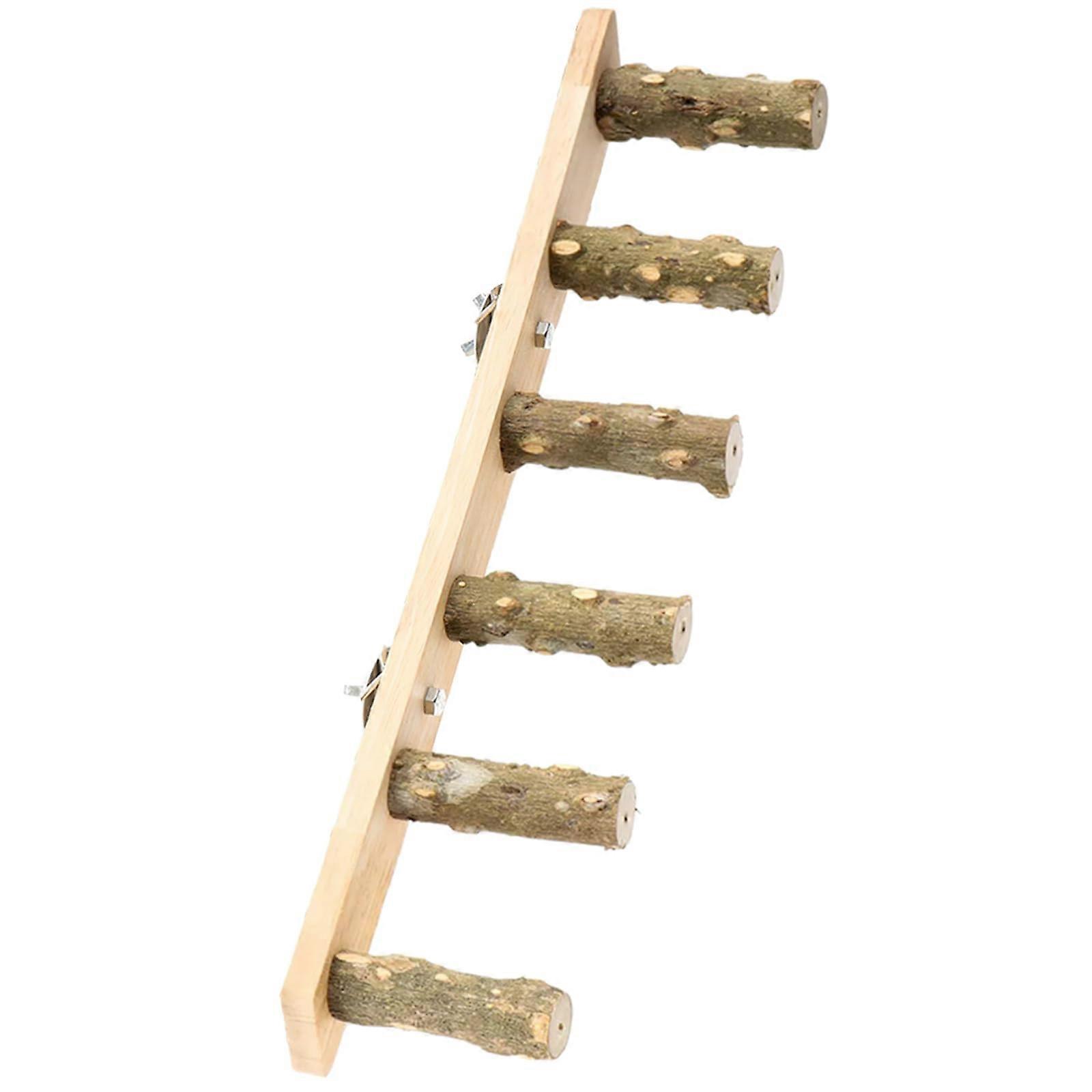 Parrot Ladder Scratch Perch Stand Bird Stand Cage Toy Perch Rack Play Toy Branch Ladder Climbing Stand 6 Steps
