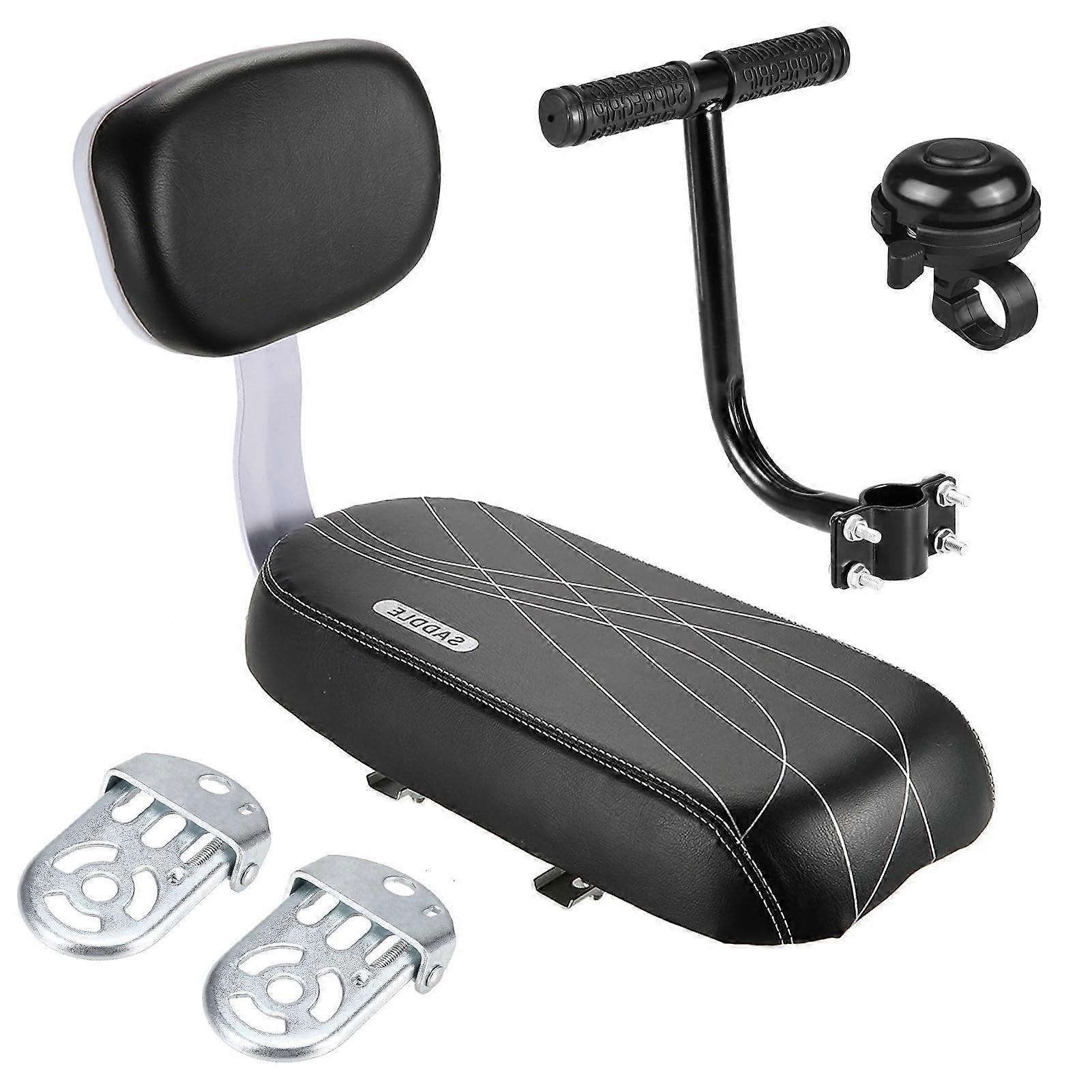 Bike Seat with Backrest, Bicycle Rear Seat Cushion Armrest Footrest Set, Oversized Comfort