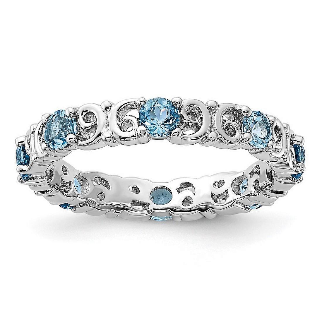 925 Sterling Silver Stackable Blue Topaz Ring Stackable Ring for Women - Ring Size: 5 to 10