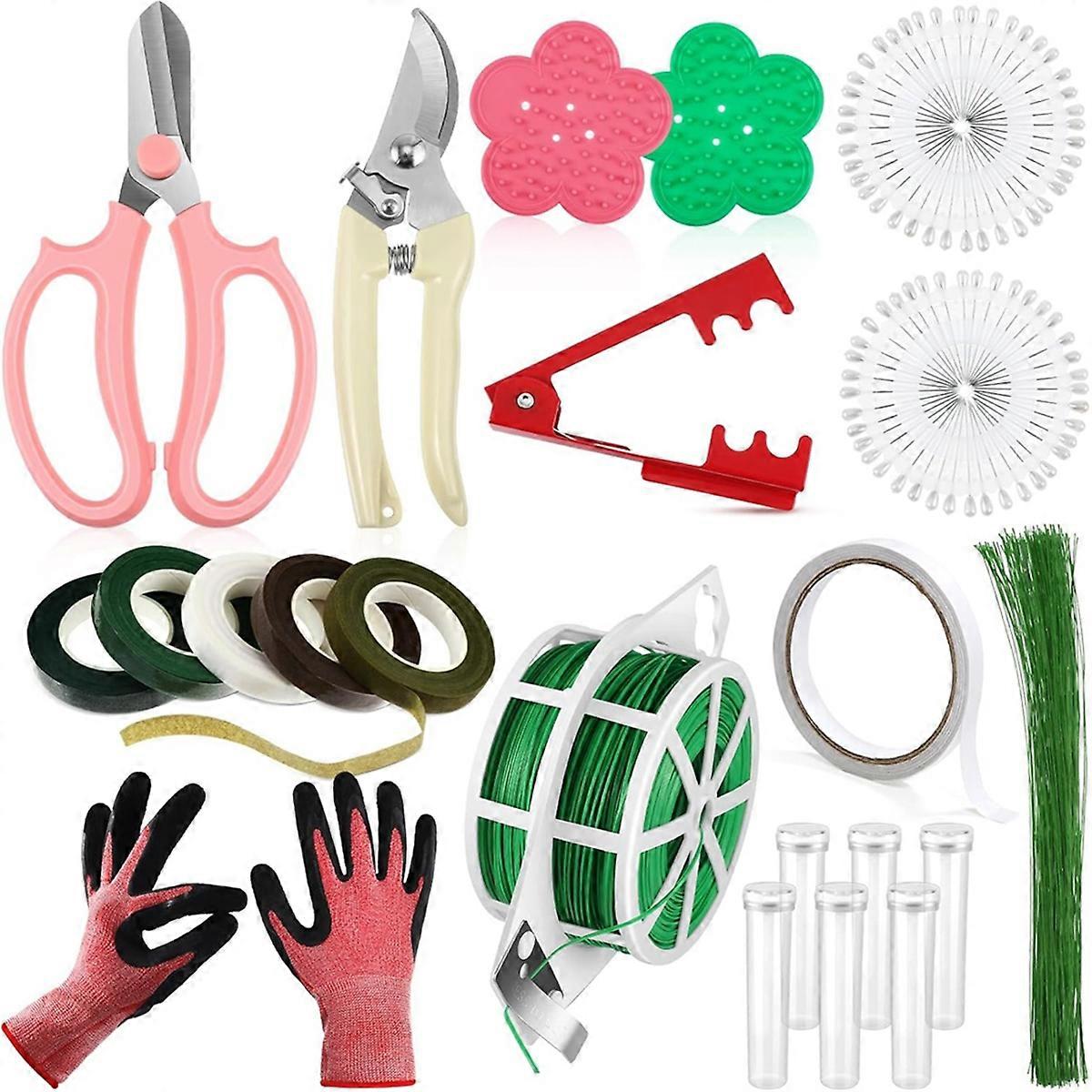 Floral Arrangement Tool Kit Rose Thorn Remover Tree Pruner Pruning Gloves 22/26 Gauge Paddle Wire Pole Corsage Pin B