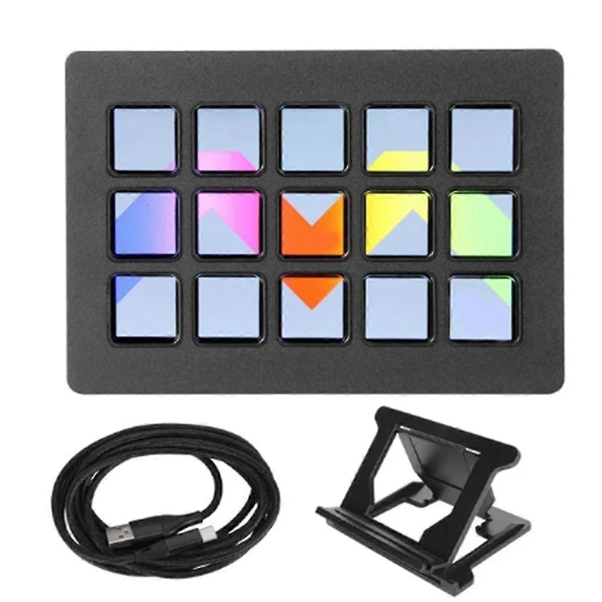 15 Key LCD Custom Macro Keyboard, App Controller for Studio & Game Shortcuts