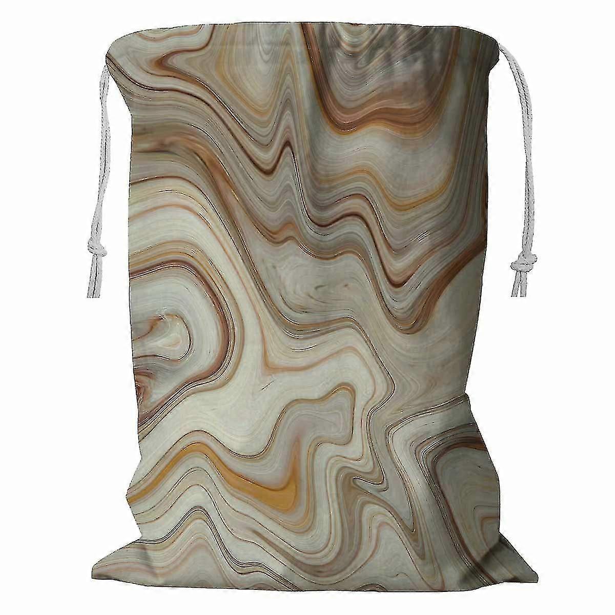 Brown Marble Texture Storage Basket  With Drawstring 60x80 Cm