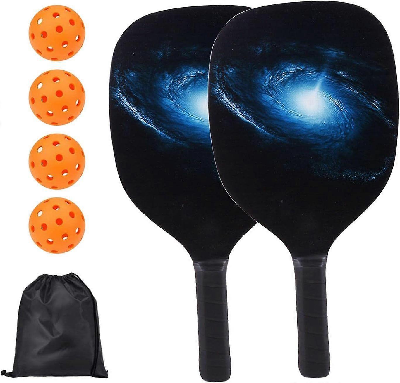 Pickleball Racket Set Wood Storage Bag and 4 Balls for Beach or Park Pickleball Equipment Racket Size 40x20cm Portable Comfortable Pad Grip
