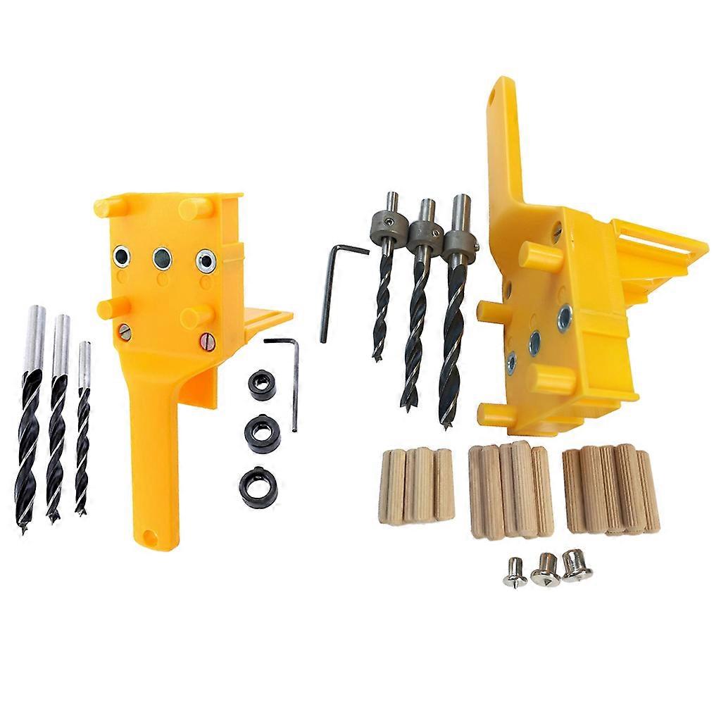 2 Set Woodworking Hole Jig Kit, Wood Dowel And Drill Bit DIY Tools