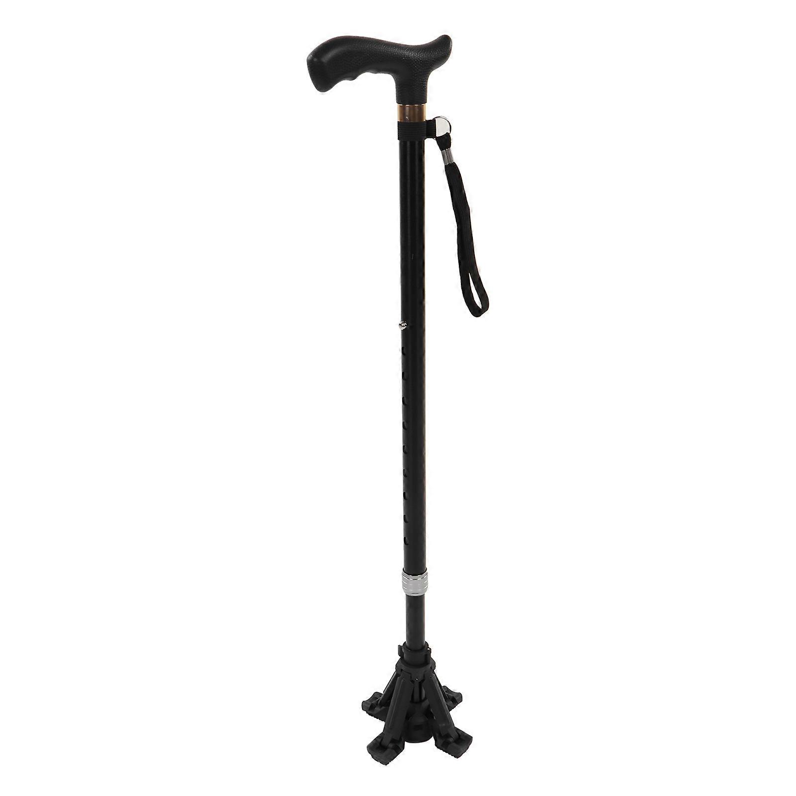 Walking Cane Comfortable Handle Retractable Slip Resistant Walking Stick for Elderly Black
