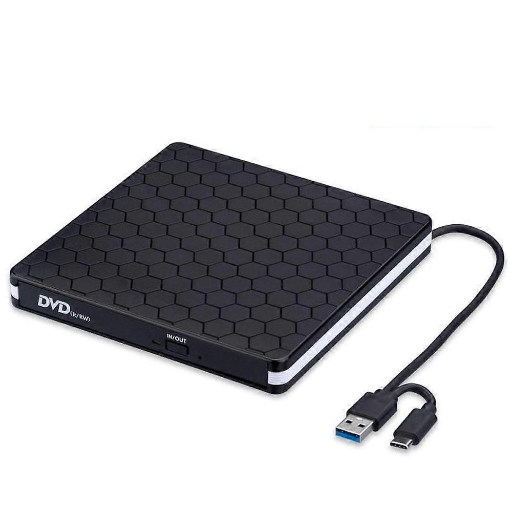 External Cd Dvd Drive With Usb 3.0 And Type-C, Portable Dvd/Cd Burner, Ultra-Thin Cd Rw/Vcd-Rw Burner And Player, Suitable For Laptop