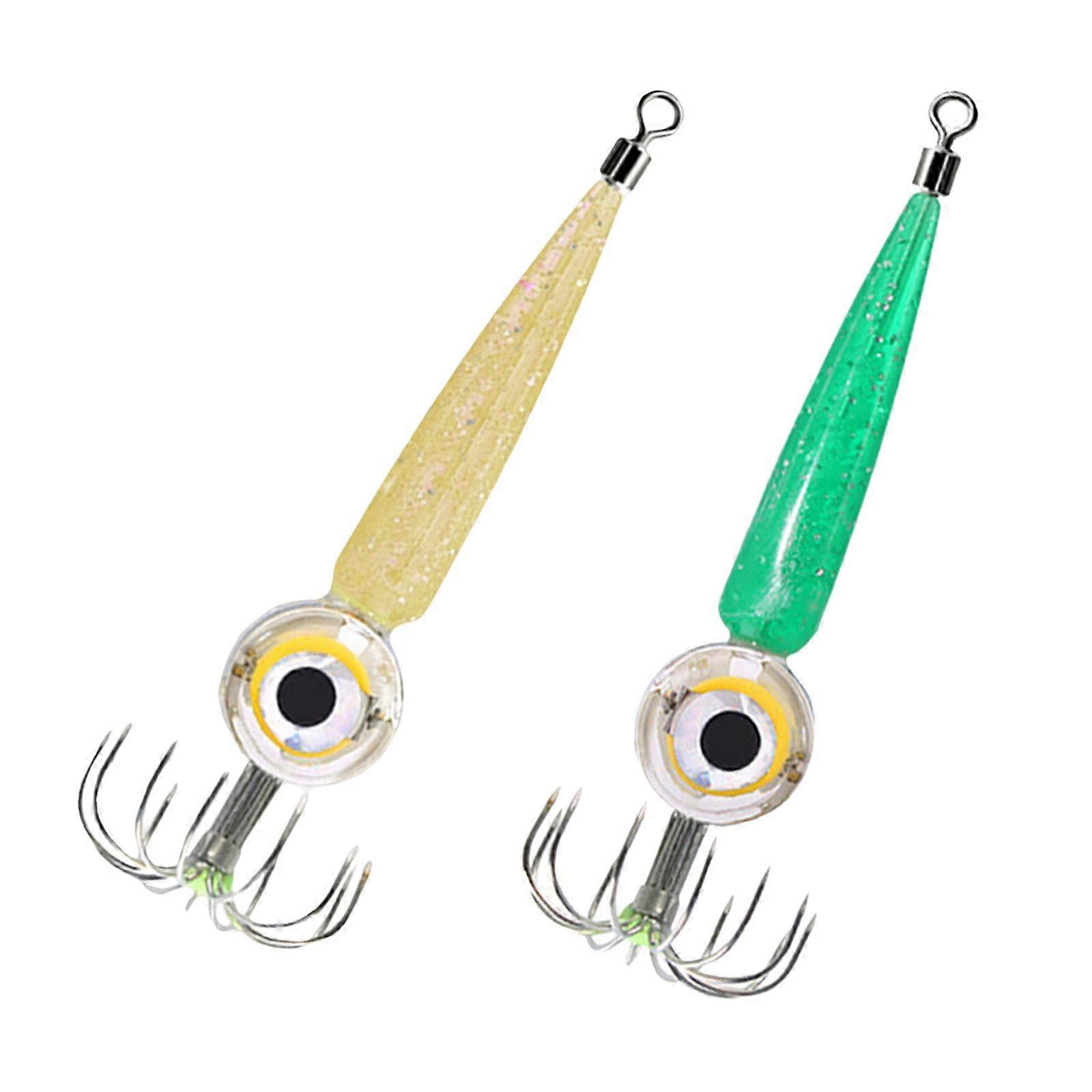 2x Mini LED Squid Lamp with 12 Hooks Fishing Light Deep Drop