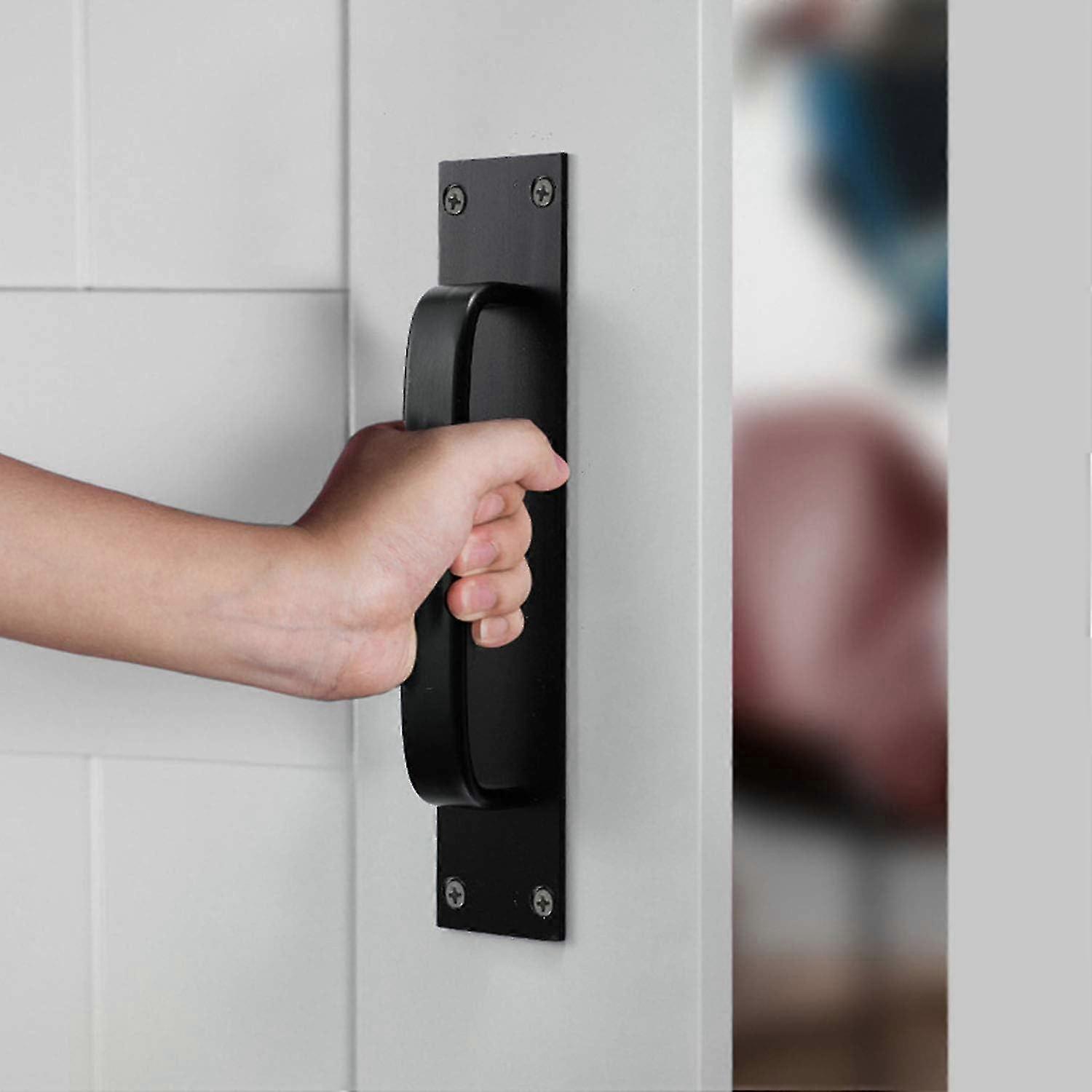 Dayanıklı Dış ve İç Kapılar için Dekoratif Sürgülü Kapı Kolu Garajlar ve Dolaplar - Siyah