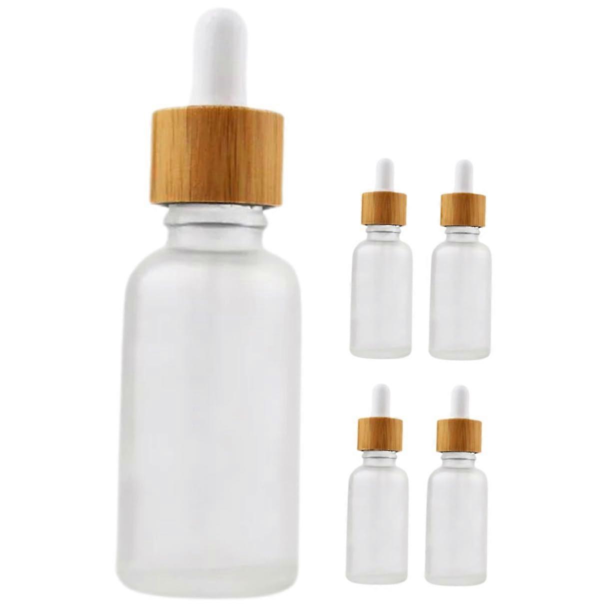 30ml Small Dropper Bottles for Essential Oils Set of 5 Aromatherapy Perfume Bottles Wood Ring Travelfriendly and Reusable