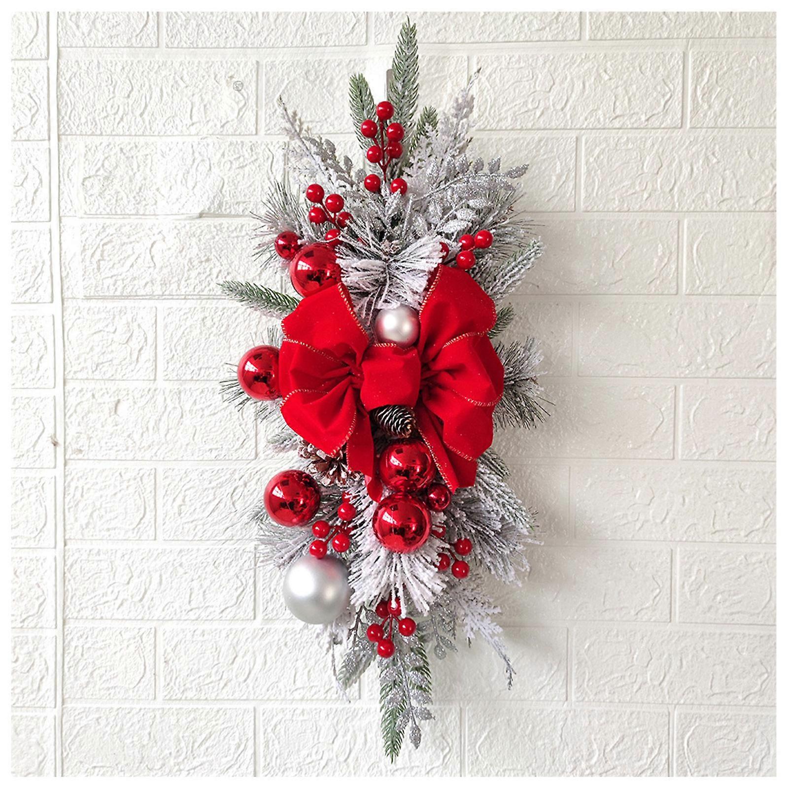 Christmas Teardrop Swag Cordless Artificial Wreath with LE