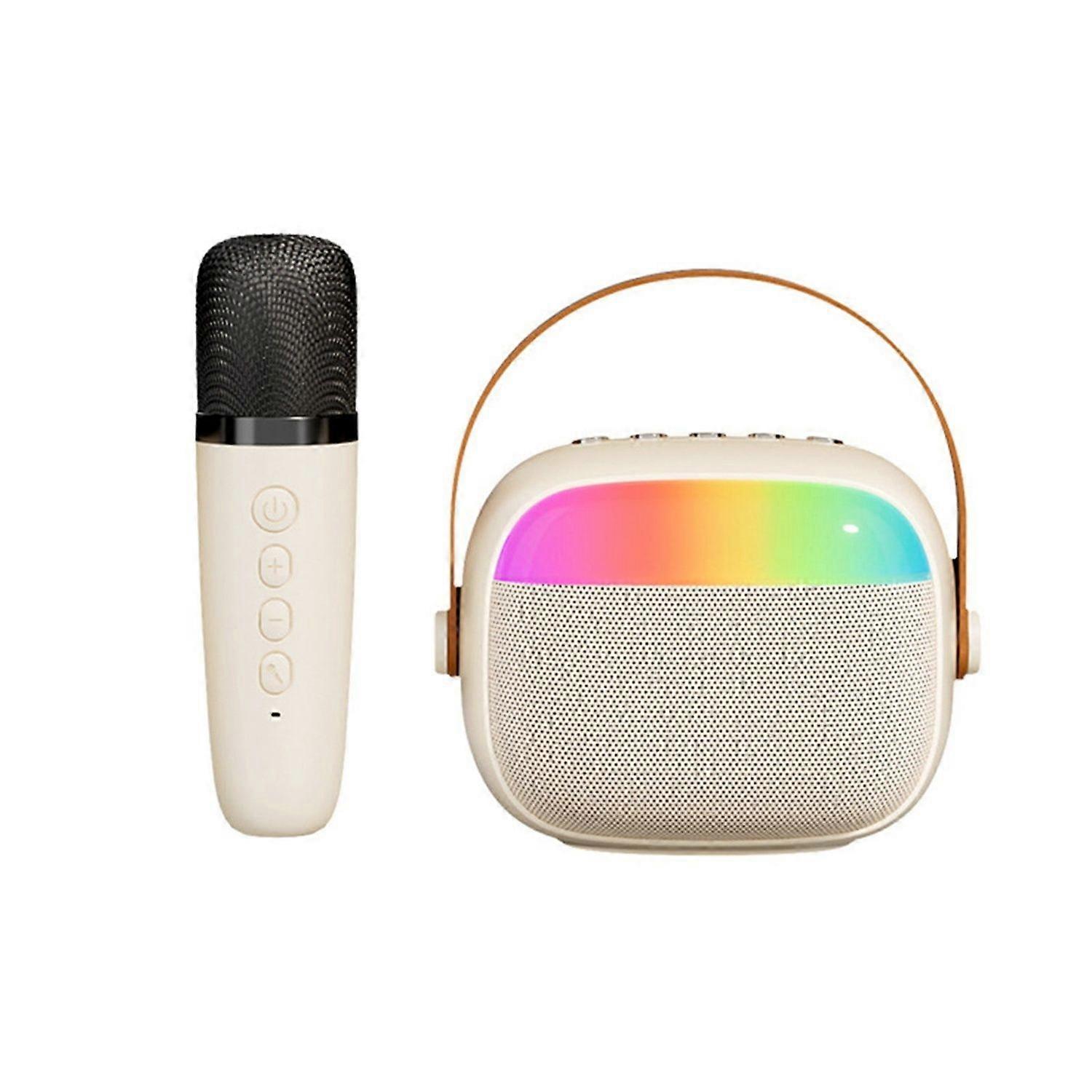 Portable Karaoke Machine, Bluetooth Speaker System With Wireless Microphone For Home Singing, Beige