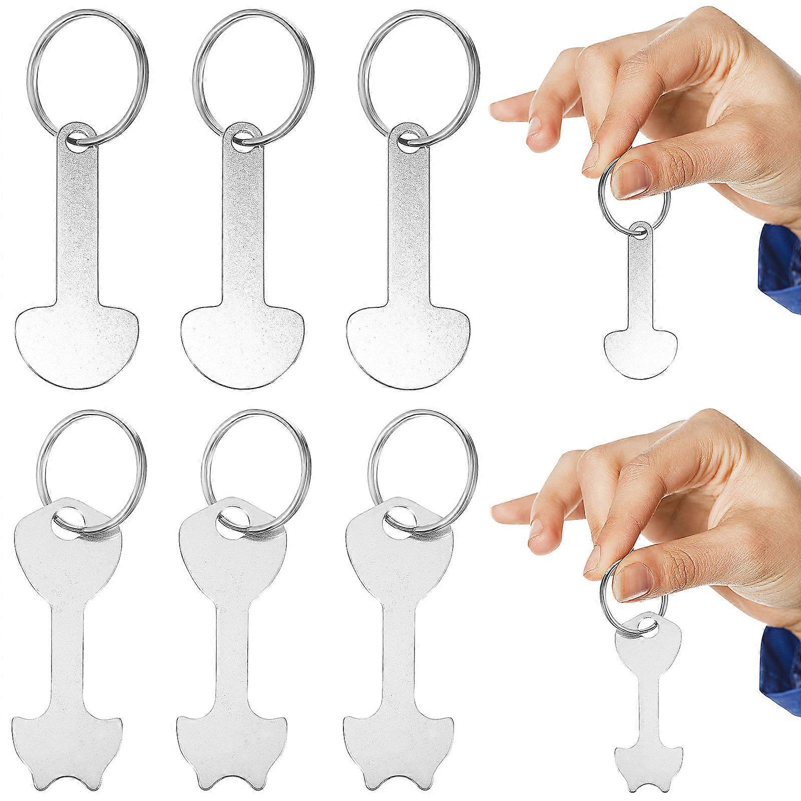 6 Pcs Durable Metal Cart Keychains Trolley Tokens Smooth Surface Portable Key Ring Holders for Easy Grocery Shopping Stylish Functional Accessories