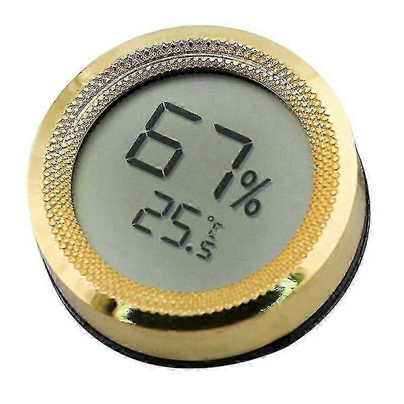 Mini Digital LCD Display Temperature Sensor Humidor for Cigars in Gold Finish