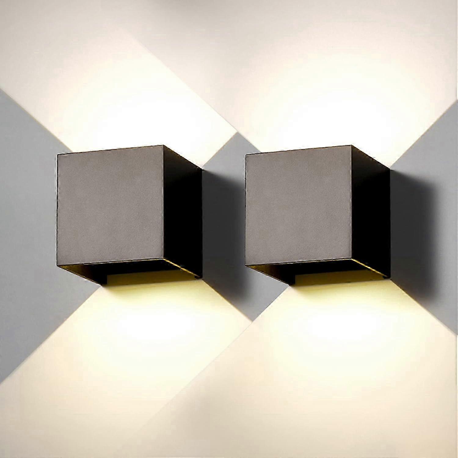 2 Pack Black LED Wall Light, 6W 4000K, IP65 Waterproof, Adjustable Angle