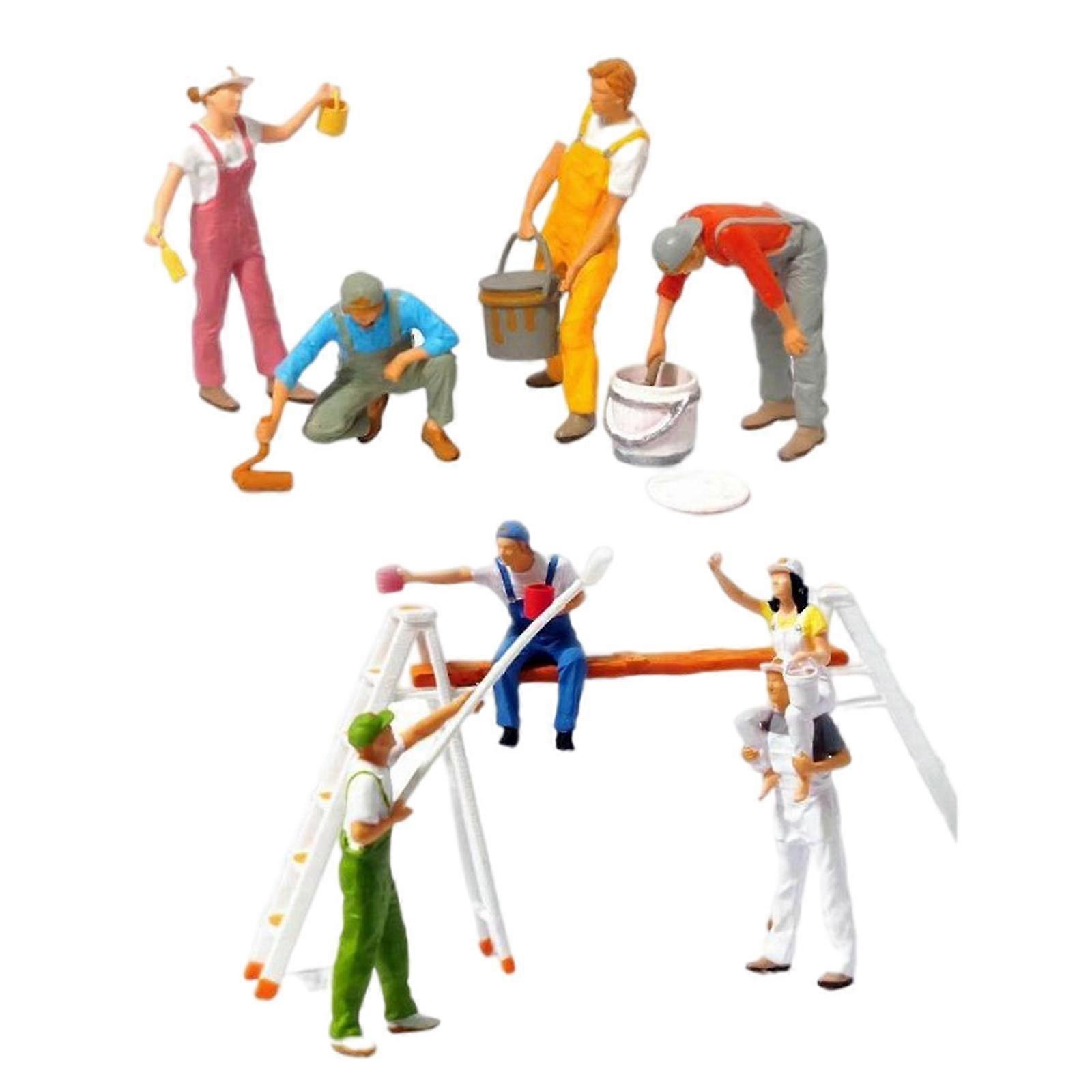 2 Kit 1/64 Miniature Painter Characters Tiny Table For