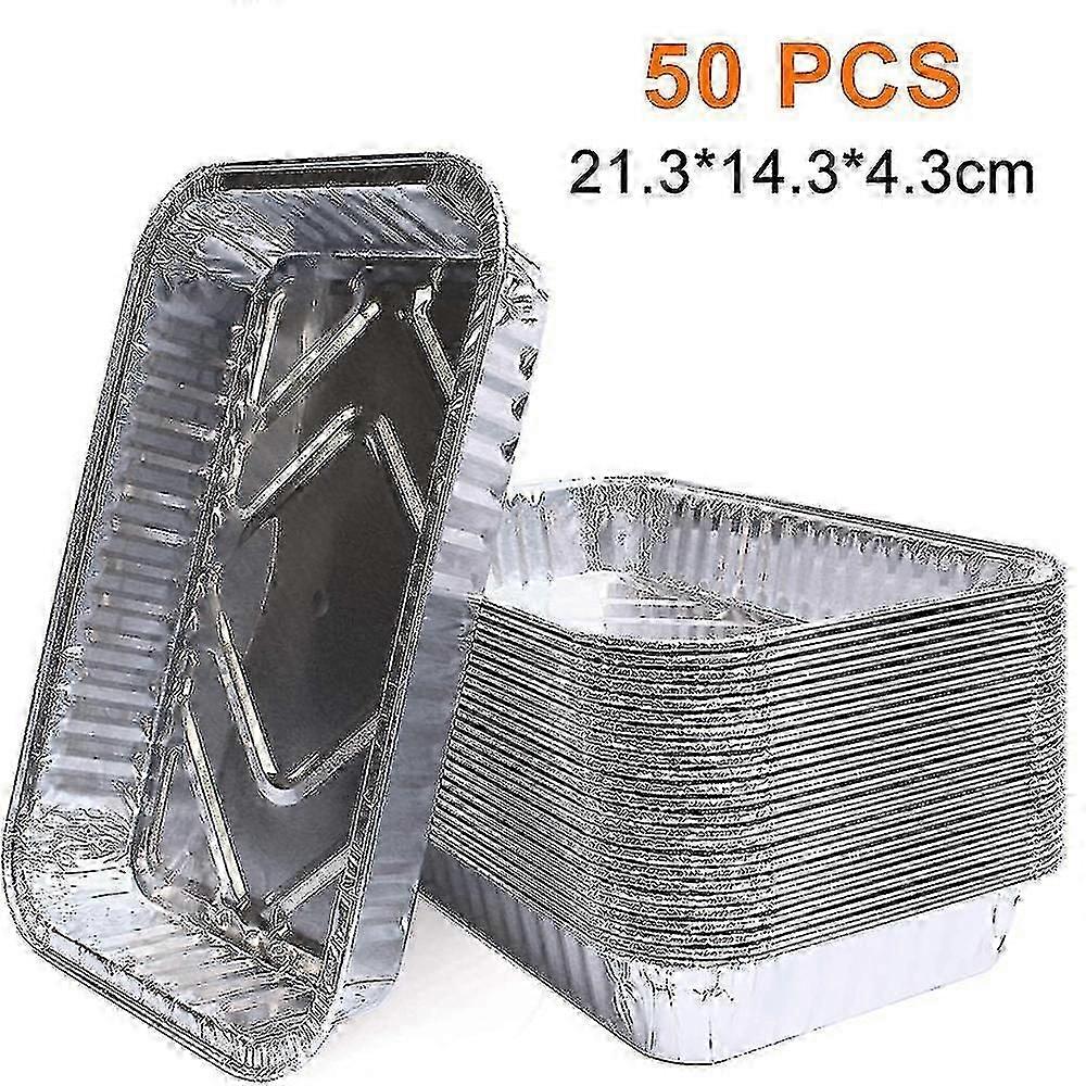 Aluminium Foil Trays Containers 21.3*14.3*4.3cm (50 Pack)