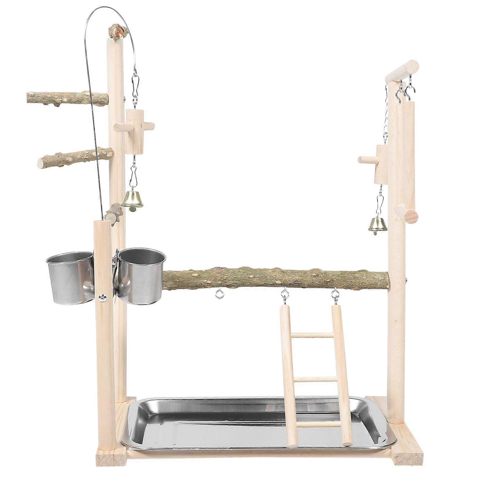 1 Set Parrot Cage Toy Bird Swing Playing Ladder Parrot Standing Rod Feeder Cup