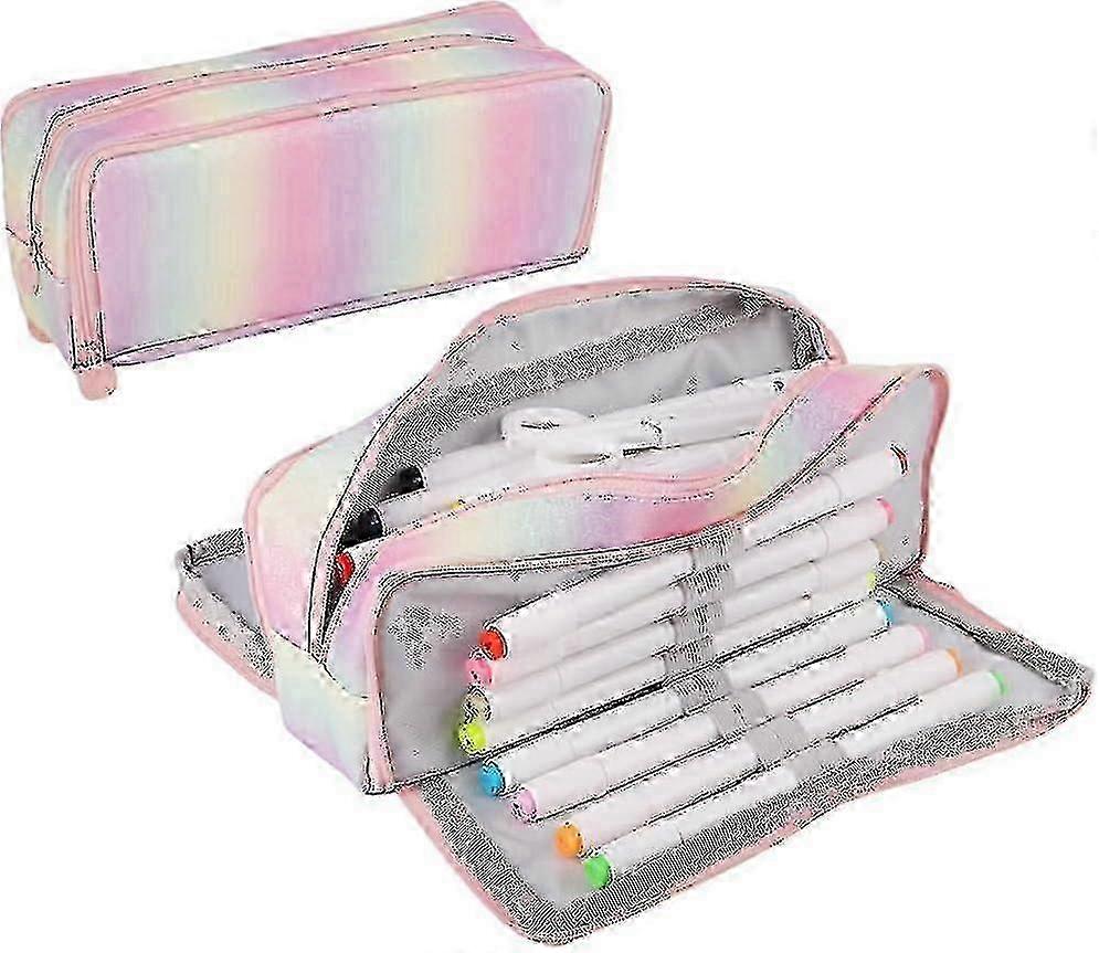 Large 3-Grid Pencil Case, High-Capacity Makeup Bag (Color G)
