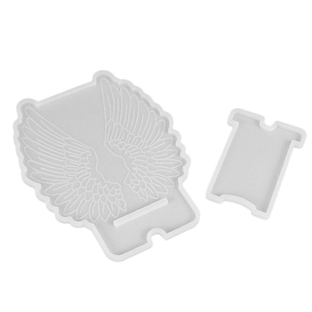 Wing Shape Phone Holder Mold for DIY Use Made of Durable Silicone White Color 1 Set