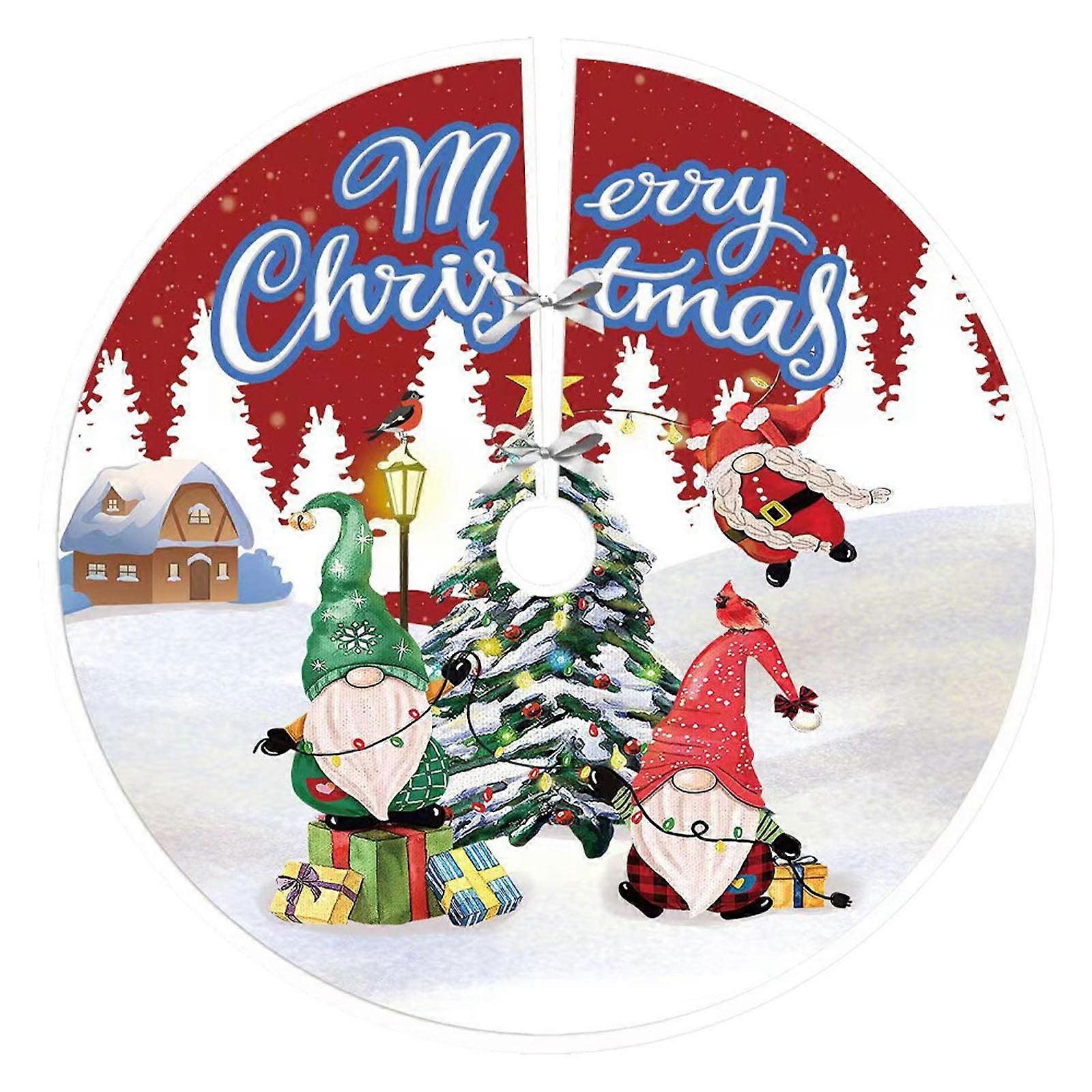 Christmas Tree Skirt 35 Inch Checked Pattern Tree Mat For Holidays, Parties, And Interior Decor