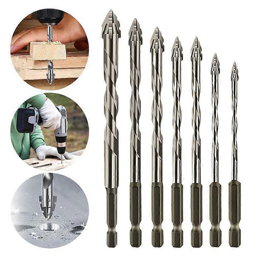 7pcs Concrete Drill Bit Set Versatile Eccentric-Twist Drill Bits Set for Tile Concrete