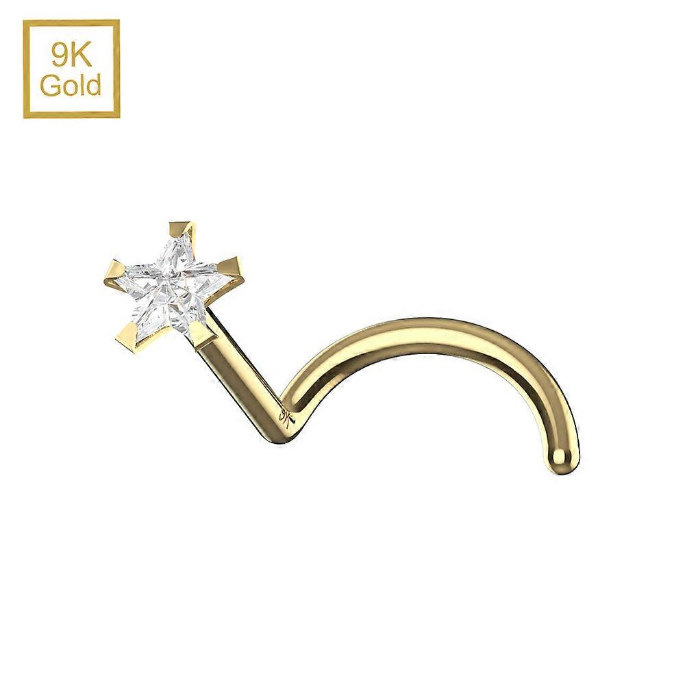 9K Yellow Gold Cz Star Nose Screw