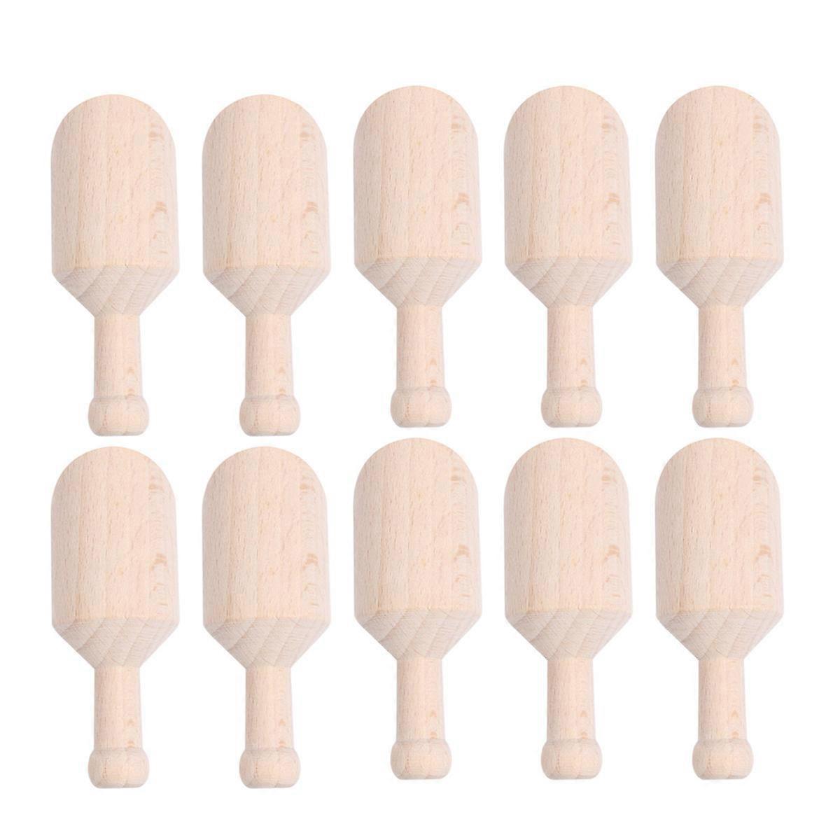 Small Spoons Salt Spoon Wooden Scoop Home Use Beige Flat Handle 20Set