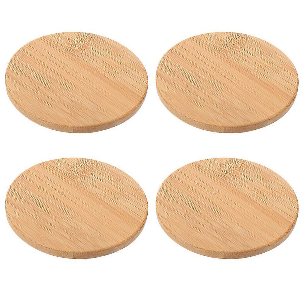 Light Brown Bamboo Lid for Daily Use 4Pcs Universal Leak-Proof Covers