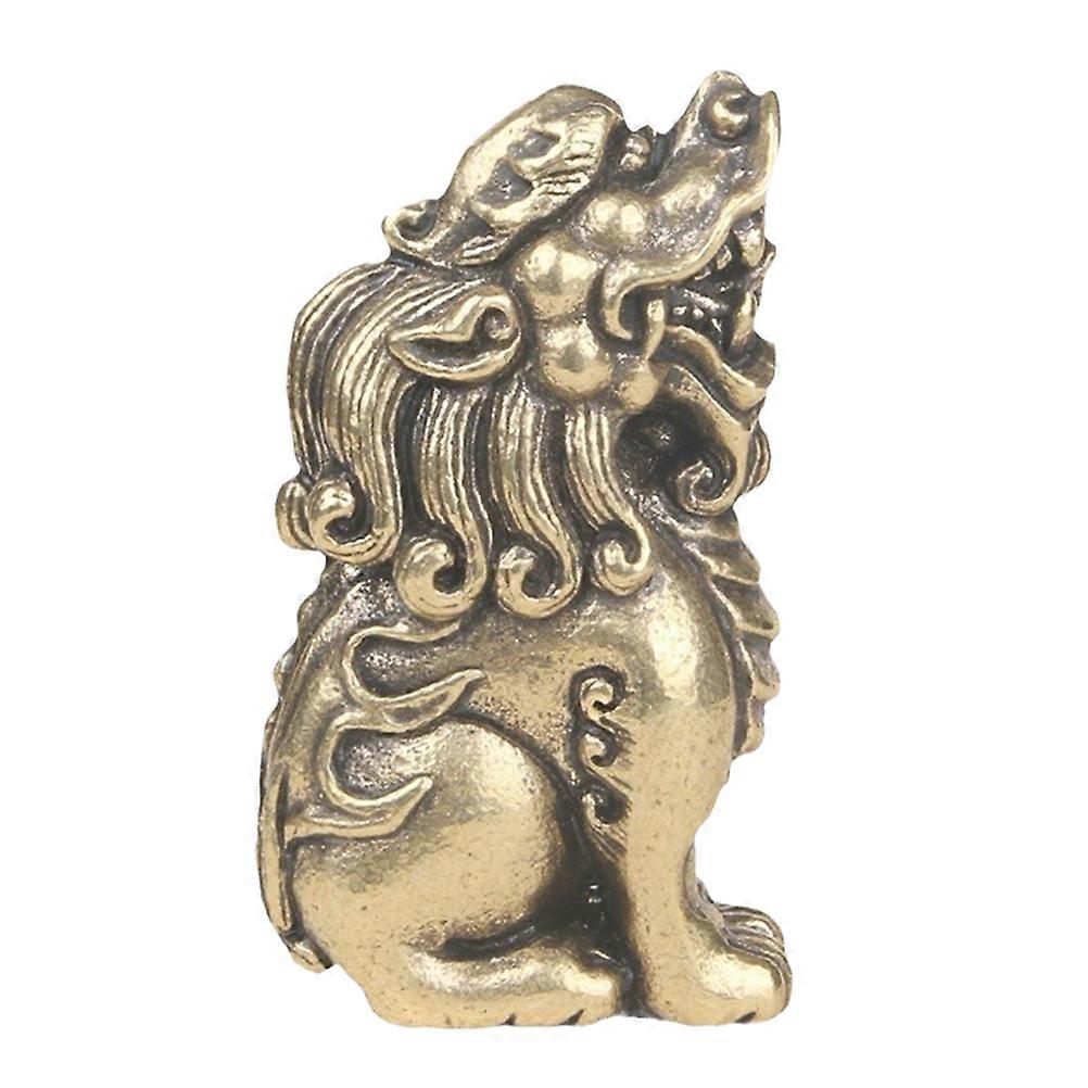 The **Vintage Brass Auspicious Beast Statue Desktop Ornament** is a sophisticated and symbolic decorative piece designed to enhance spaces like